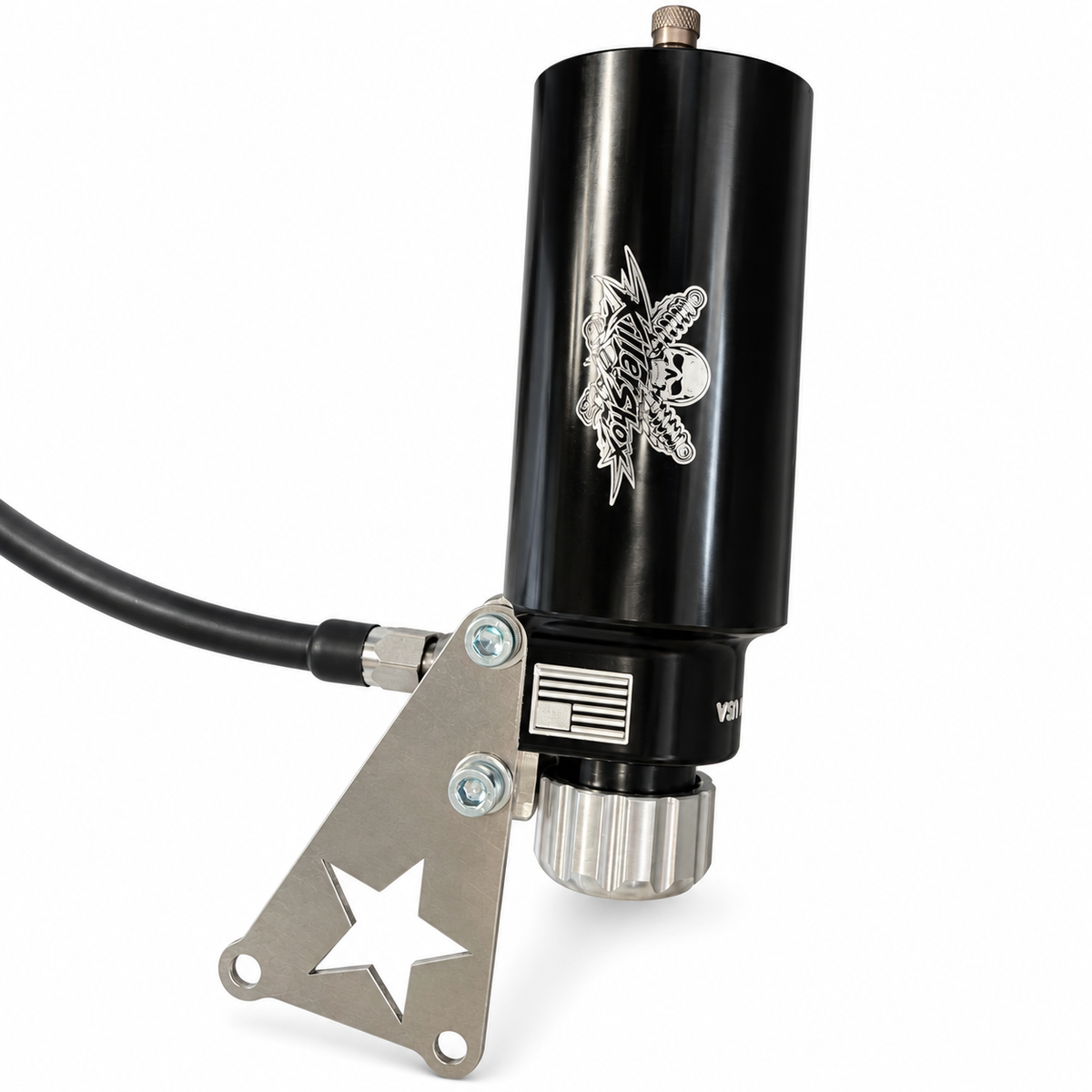 KS-SR / Remote reservoir, adjuster and mounting bracket detail.