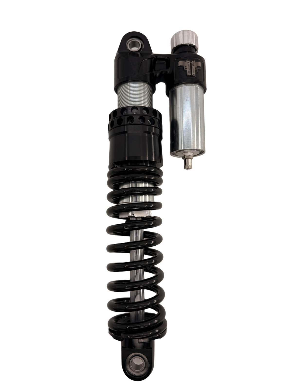Killer Shox black single shock — original product photograph on white
