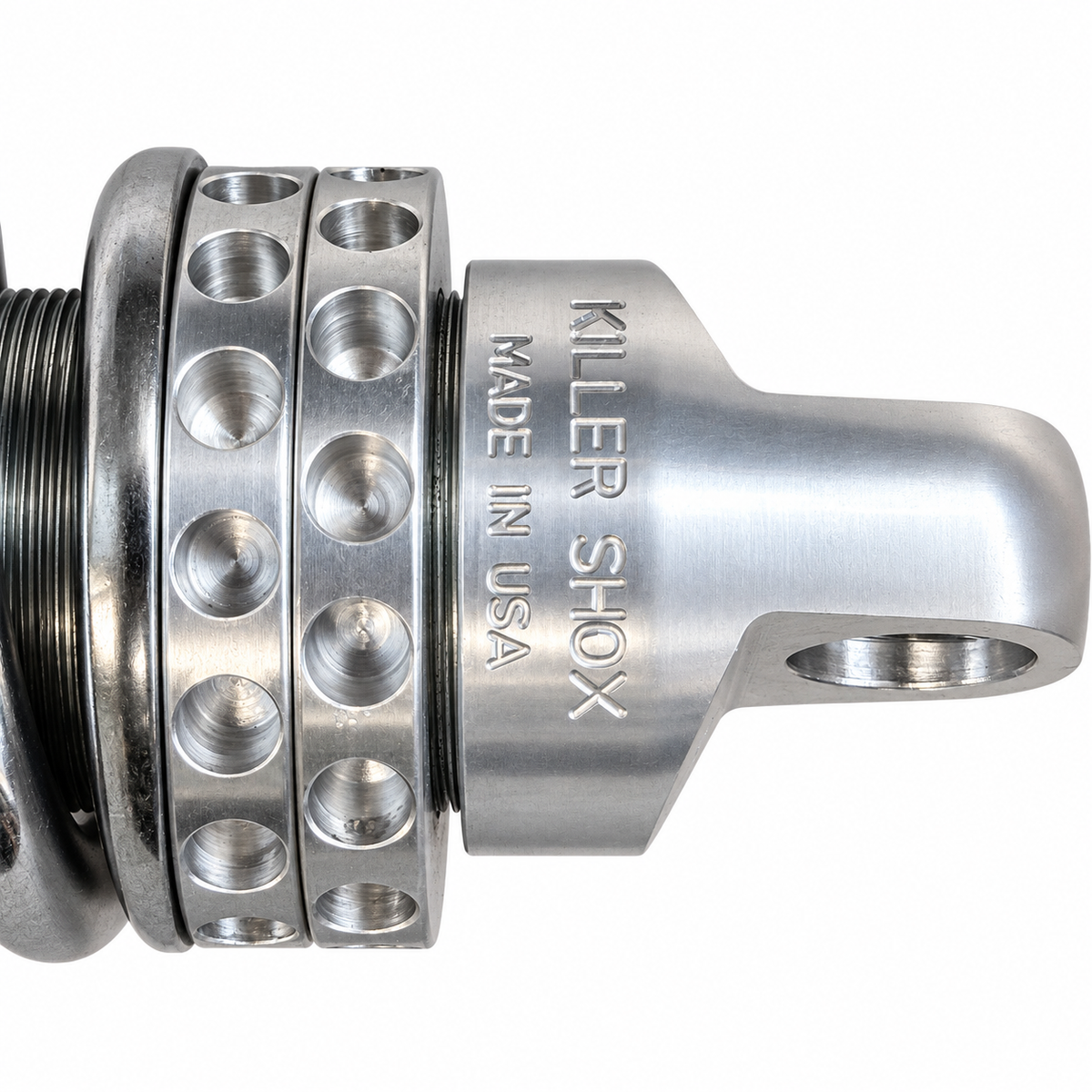 KS-SA / Machined mounting eye, preload rings and engraving detail.