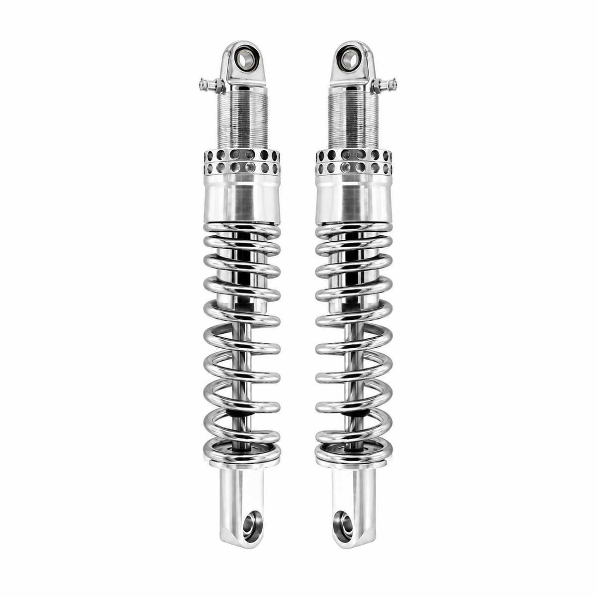 KSI rear shock pair / Chrome-spring configuration.